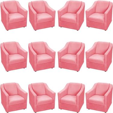 Imagem de Kit 12 Poltronas Mila Pé De Plástico Cromado - Rosê Suede