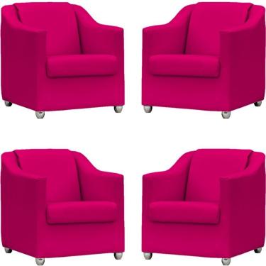 Imagem de Kit 4 Poltronas Mila Corino Cores Pé De Plástico Cromado - Pink Corino