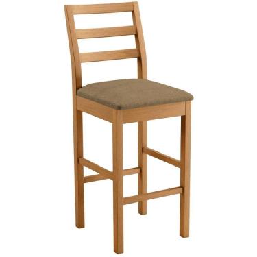 Imagem de Banqueta Jade 02 Linho Marrom Pés Em Madeira Jcm