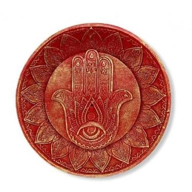Imagem de Incensário Prato Mão Hamsa Vermelho 12 Cm Em Resina - Lua Mística - 10