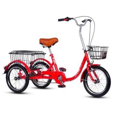 Imagem de Bicicletas de 3 rodas Trikes para adultos, com cesta dianteira e traseira, altura ajustável, com freio sensível, para adultos (vermelho)