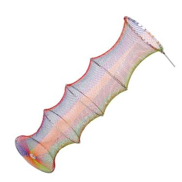 Imagem de Cesta de peixe – Bolsa de rede de nylon portátil com listras coloridas, protetores de peixe de malha dobrável, equipamento de armazenamento, acessórios de equipamento de terminal para pesca ao vivo