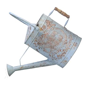 Imagem de ZABEES Regador de plantas 7,5 l/7,189 g Latas de água de metal retrô estilo fazenda irrigador com bico de pulverização simples, equipamento de irrigação de jardim rápido e fácil