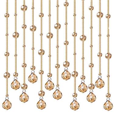 Imagem de Cortinas cortina de contas cristal cortado decoração sala de estar cortina de porta cortina suspensa doméstica sem perfuração, uma variedade de estilos tamanhos personalizáveis (cor: ouro, tamanho: 60