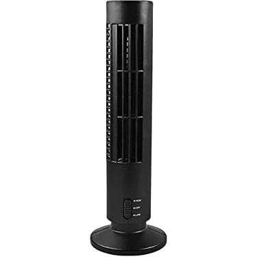 Imagem de Ventilador de torre elétrica USB portátil Ventilador oscilante Ventilador de mesa portátil com opções de 2 velocidades Ventilador de mesa sem folhas Ventilador de mesa silencioso pessoal para