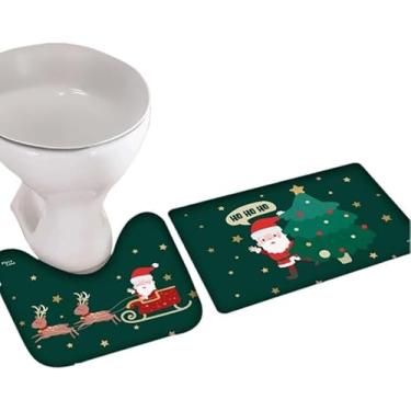 Imagem de Kit Tapetes para Banheiro Natal Antiderrapante (2 Peças HoHoHo)