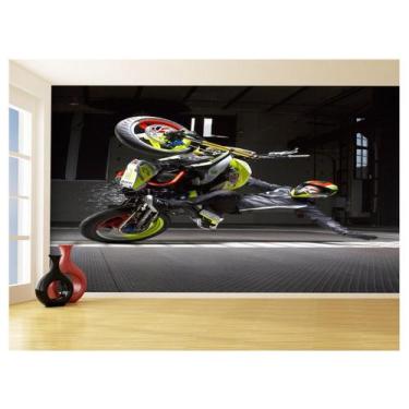 Imagem de Papel De Parede 3D Moto Grau Empinando Manobra 3,5M Bkm28 - Você Decor