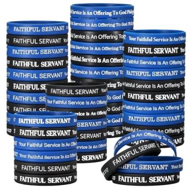 Imagem de PullCrease 50 pulseiras com versículo da Bíblia Cristã Servo Fiel Filipenses 2: 17 pulseiras presentes religiosos inspiradores para festas de Natal na escola dominical, motivação, suprimentos de
