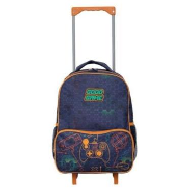 Imagem de Mochila Escolar Good Game C/ Rodinhas + Alça Reforçada + Alça de Costas em Poliéster - Good Dark - Yins Kids