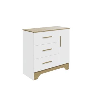 Imagem de PEROBA - Cômoda Infantil Popy Retrô 1 Porta Lisa Plus Branco Carvalho