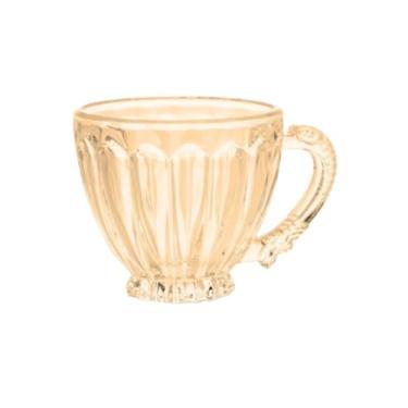 Imagem de Xícaras Chá e Café 200 ml Itália Âmbar 6 Peças Canecas Cristal douradas