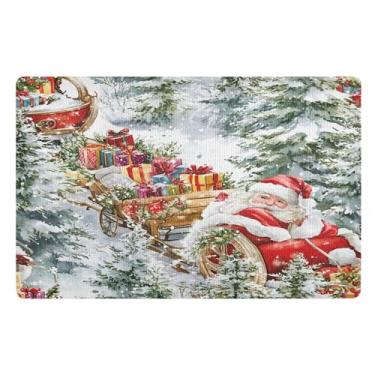 Imagem de SEHANY Tapete de porta de inverno Papai Noel Natal para todos os climas, impermeável, secagem rápida, bem-vindo, tapete de entrada antiderrapante, tapete decorativo de poliéster para entrada, varanda