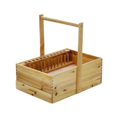 Imagem de KiBcsLic Carregar cesta de laboratório de ciências da cesta com alça de decoração de fazenda Bin Carry Bin Basket Storage Container Basket para instrumentos de, Dupla Camada