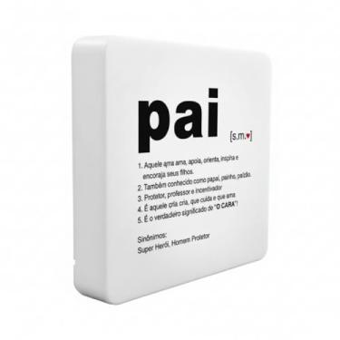 Imagem de Luminária Box Slim Pai Significado USB, LED 5W, Polietileno, 20x18x5cm, Bivolt, Luz Difusa