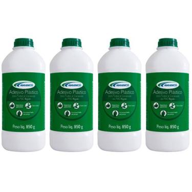 Imagem de Kit 4 Cola para Cano Tubo e Conexões Adesivo para PVC 850g - Amanco