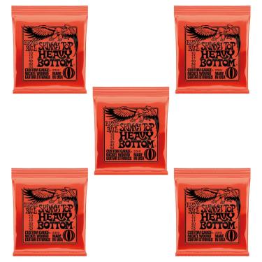 Imagem de Kit 5 Encordoamento Para Guitarra 010 Slinky Níquel Ernie Ball Top Heavy