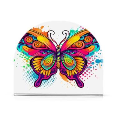 Imagem de Qilmy Lindo porta-guardanapos de borboleta, porta-guardanapos de acrílico transparente para mesa, suporte de guardanapo de coquetel de papel de seda para cozinha, dispensador de guardanapos de jantar