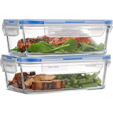 Imagem de Kit 2 Pote de Vidro Retangular Hermético com Tampa 1040ML - Armazenamento Seguro e Conservação de Alimentos - Organizador para Cozinha e Produtos Secos