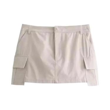 Imagem de Shorts com zíper de cintura alta feminino, saias casuais finas, monocr