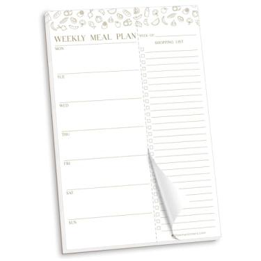 Imagem de bloom daily planners Bloco de planejamento semanal de refeições – Planejador magnético suspenso de geladeira com folhas destacáveis e listas de compras de supermercado perfuradas – 15 x 23 cm – Ouro