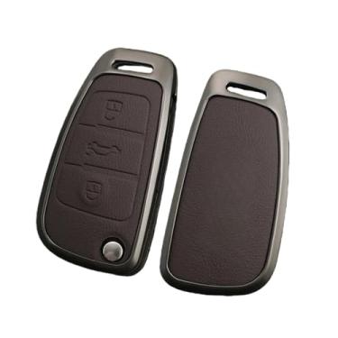 Imagem de Liga de zinco caso chave do carro protetor de controle remoto chaveiro acessórios compatíveis com audi tt ttrs 8j 8n 8s mk1 mk2 mk3 s linha logotipo personalizado(A-brown)