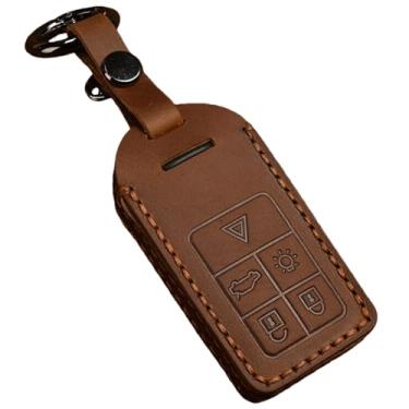 Imagem de Capa de couro para chave remota de carro, compatível com volvo xc60 v60 s60 xc70 v40, acessórios automotivos, proteção total(Brown A)