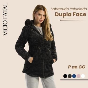 Imagem de Sobretudo Feminino Peluciado Cintura Ajustável - Costura em V Inverno-Feminino
