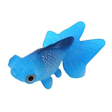Imagem de Naroote Ornamento de Tanque de Peixes de Silicone Pequeno Decoração de Alta Simulação para Aquário Azul Peixinho (Nº 4 Peixe Dourado Azul)