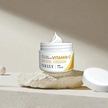 Imagem de Creme hidratante facial com vitamina C e ácido hialurônico, hidratante facial para mulheres e homens, pele seca, rugas, hidratante, nutritivo, cuidados com a pele, 50 ml