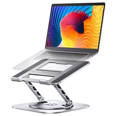 Imagem de Suporte ajustável para computador com base rotativa 360, suporte ergonômico dobrável para laptop, compatível com MacBook Pro/Air Notebook de até 40 cm, prata (prata)