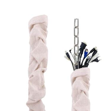 Imagem de 2 Capa Protetora de Tecido para Cabos, 120x14cm em Linho Ideal para Correntes de Lustres Fios Lâmpadas Cabos TV e Organização Domésticos