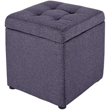Imagem de Banco com armazenamento, banco para pés em cubo, caixa de armazenamento dobrável, banco dobrável para descanso de pés – para sofá, quarto, sala de estar