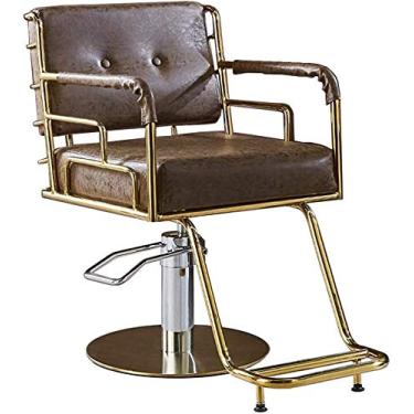 Imagem de pcagfaajmh Cadeira de salão de cabeleireiro, barbearia, equipamento de salão profissional, multifuncional elegante e confortável (cor: preto, tamanho: aço 2) (aço marrom 2)