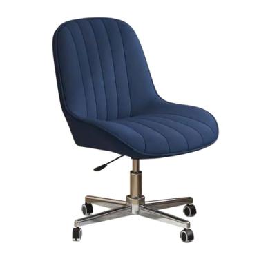 Imagem de AkosOL Cadeira de mesa de tecido de veludo Modn Cadeira de estudo com rodas Cadeira de escritório sem braços, cadeira cruzada ajustável de altura cadeira gonômica de maquiagem para adultos, azul