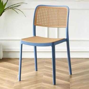 Imagem de AkosOL Cadeira de jantar de plástico Modn cadeira empilhável cadeiras de hóspedes e recepção cadeira de sala de espera com encosto de tecido sintético, cadeira Air Modn, azul/a