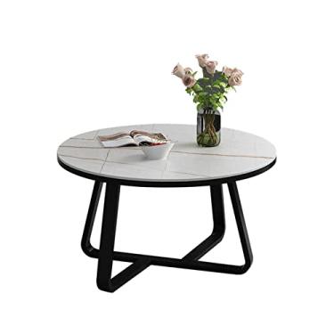 Imagem de UWEREBFM Mesa de canto redonda mesa de centro moderna pequena apartamento nórdica pequena mesa de centro sala de estar mesa de chá simples mesa lateral para espaço pequeno