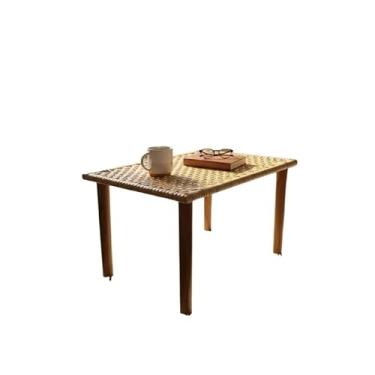 Imagem de Mesinha de Junco Sintético Vime 60x40cm Pé Palito Decoração Sala Quarto Varanda(Bananeira)