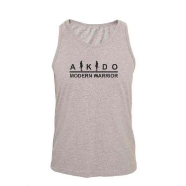 Imagem de Regata Masculina Algodão Aikido Modern Estampada, EXG, Cinza