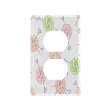 Imagem de Wassud Placa de cobertura de interruptor de luz padrão bola de fio capas de tomada decorativas placa de parede para tomadas elétricas duplex 4,53 x 2,76 polegadas