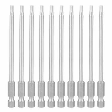Imagem de HARFINGTON 10 peças chave sextavada broca 1/20.3 cm SAE 1/10.2 cm haste sextavada 4" (100 mm) comprimento S2 aço chaves de impacto magnéticas grau industrial, chave de fenda elétrica hexagonal, cinza