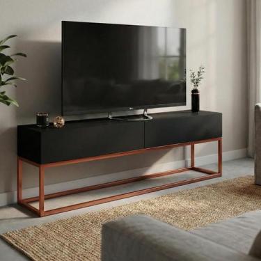 Imagem de Rack Eros 140cm Minimalista e Moderno Com 2 Gavetas Organizadoras E Ba