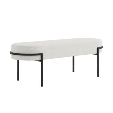 Imagem de PPALORTEX Banqueta para quarto creme, banco de cabeceira criativo, banco de cabeceira para quarto, banco de cabeceira para porta de entrada, banco de troca de sapatos, banco de canto da cama (grande)