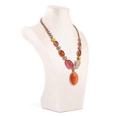 Imagem de Porta-joias Retrato Modelo Colar Display Stand Retrato Modelo Pescoço Display Pingente Joias Display Adereços PU Couro Retrato Modelo 5 Tamanhos Exibição de Joias (Cor: Branco, Tamanho: 35.5 cm)