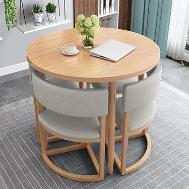 Imagem de Conjunto de mesa de jantar redonda de 80 cm e cadeira, mesa de negociação de recepção de escritório e combinação de cadeira, área de lazer casa varanda pequena mesa, para lounge, sala de estar (branca
