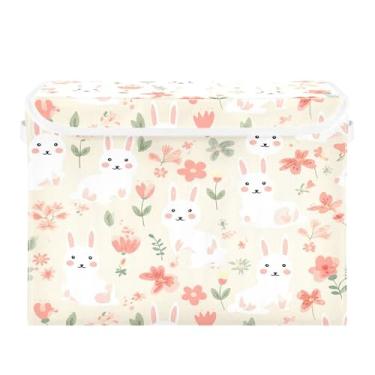 Imagem de SEHANY Cestas de armazenamento fofas de coelho de desenho animado com tampas, organizador de caixas de armazenamento de tecido para armário de roupas, cobertor de escritório, berçário, 42 x 32 x 30 cm