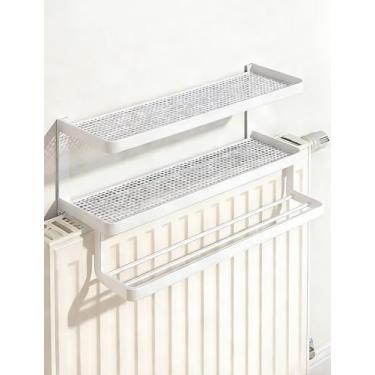 Imagem de Prateleira de radiador de secagem de roupas que economiza espaço - Suporte de parede sem broca, suporte de armazenamento de tampa superior flutuante para sala de estar, quarto, escritório (natural, 50