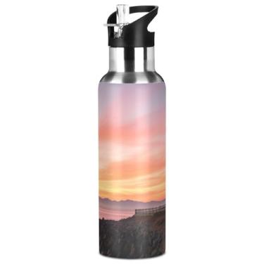 Imagem de Burbuja Garrafa de água de aço inoxidável Lighthouse, garrafas de água isoladas a vácuo com tampa de canudo para esportes, academia, escola - à prova de vazamento e suor, sem BPA, 946 ml