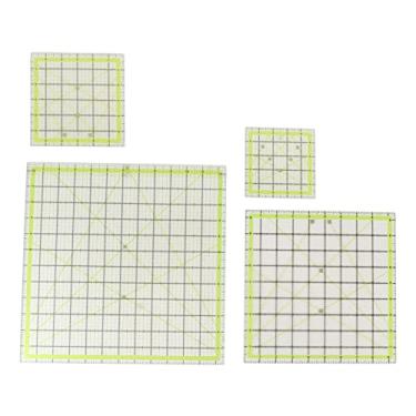 Imagem de Conjunto de régua de acolchoamento acrílico transparente, cor dupla, linhas de grade quadrada, régua de corte de tecido cortado a para costura, artesanato e engomadoria 4