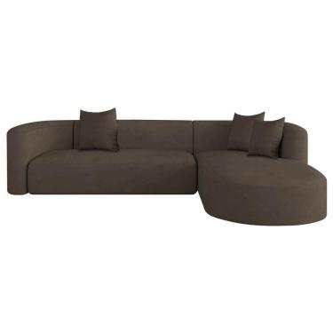 Imagem de Sofá Modular Celinne Luxuoso Sala De Estar Decoração Luxo 265cm Suede Marrom