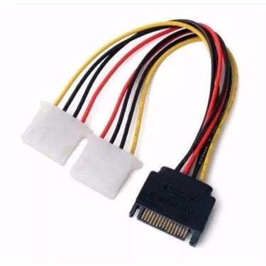 Imagem de Cabo Y Adaptador 1 Sata Macho Para 2 Ide Molex Fêmea 004